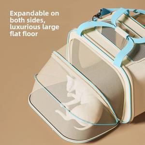 Sac de transport pliable grande capacité léger et portable pour chat et <span class=keywords><strong>petit</strong></span> chien, design valise-chariot à 2 roues, à porter à la main ou en bandoulière - Product Image 5