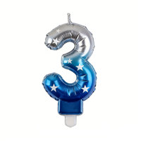 0-9 Blau-Silber Zahlenballon-Kerzen-Set Umweltfreundlich Unparfümiert Farbverlauf Folien-Kindergeburtstag Foto-Requisiten Tortendekoration