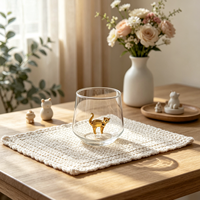 Tasses en verre 3D à la mode et durables, compatibles lave-vaisselle, pour café et jus