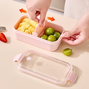 Portable Food Grade Plastic Rectangular <b>Lunch</b> <b>Box</b> Fruit Students Office Workers Home Use Divided <b>Lunch</b> - Product Image 1