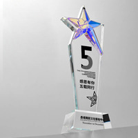 Plaque de récompense en cristal de verre étoile avec revêtement arc-en-ciel en impression couleur pleine MH-N280