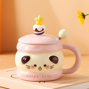 Wholesale of Cute Cartoon Animal-filled Mugs and High-appeartion-level Ceramic <b>Cups</b> for Girls - Product Image 2