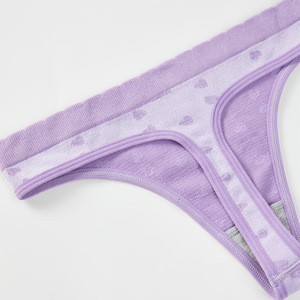 Populaire Violet amour tricoté haute élastique taille ondulée fille mi-taille string quatre saisons universel femmes sous-vêtements respirant - Product Image 3