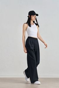 Pantaloni da <span class=keywords><strong>donna</strong></span> a vita alta con logo personalizzato, elastici, a gamba larga, traspiranti, tinta unita, casual, per yoga, allenamento, attività all'aperto ed esercizio fisico - Product Image 3