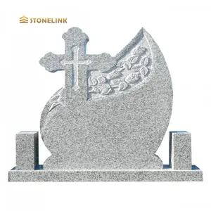 Stonelink 공장 도매 가격 루마니아 스타일 무덤 돌 회색 화강암 조각 묘비 마석