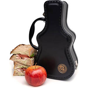 Boîte à lunch en métal rétro vintage en forme de guitare pour enfants, étui en fer blanc style rockstar avec poignée, boîtes en fer blanc old school pour musiciens, cadeau fantaisie - Product Image 1
