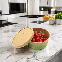 Bol à salade en papier kraft écologique réutilisable imperméable biodégradable de qualité alimentaire avec logo personnalisé pour l'emballage alimentaire, les nouilles, les fruits