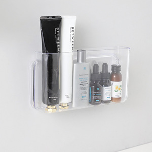 Transparent Wall Mounted Storage Rack Rectangle No Lid Bathroom Shelves For Toiletries And Cosmetics - Product Image 3