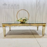 Table de réception rectangulaire moderne en acier inoxydable doré pour événements