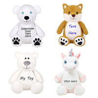 Jouets en peluche doux personnalisés avec broderie, logo OEM, blancs pour sublimation, ours en peluche, licorne, renard, jouets en peluche doux