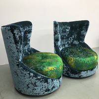 Fauteuil d'appoint design en velours imprimé créatif, chaise de loisirs unique et courbée pour hôtel, bar, réception, personnalisation disponible