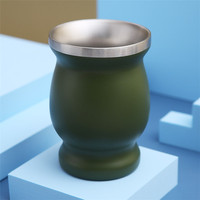 Gobelet à yerba mate en acier inoxydable à double paroi de 8 oz avec paille bombilla et brosse, isolation thermique, portable et écologique pour le camping