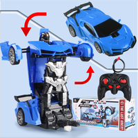 Coche RC Transformable en Coche Deportivo, Robot, Coche de Policía, Modelo de Juguete, Regalo de Cumpleaños para Niños, Regalo de Juguete para Niños