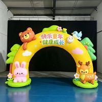 Arco gonflable personnalisé en 3D, motif animal de dessin animé, ours jaune, lapin, imperméable et durable pour la publicité extérieure et les entrées d'événements