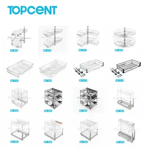 TOPCENT Kabinet Dapur Sudut Putar Keranjang Rak Piring Kabinet Keranjang Dapur Keranjang Tarik Keluar Rak Piring untuk Lemari