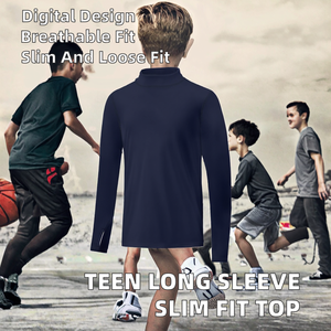 Camiseta de Manga Larga para Niños, Transpirable, 100% Poliéster, Estilo Informal, Ajustada, con Acabado Recubierto, a la Moda, Estilo Informal, Holgada - Product Image 2