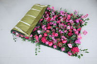 LUYI 2025 Meilleure vente Mur de toile en tissu enroulable rose vif pour mariage, toile de fond murale florale 5D