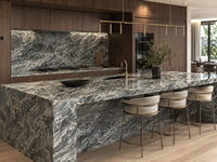 Dalles de marbre dolomite bleu Pacifique, pierre naturelle polie, pour îlots de cuisine, comptoirs, tables à manger et meubles-lavabos de salle de bain