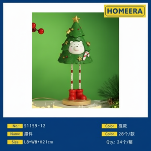 Ornamento decorativo per albero di natale in resina di colori misti 8x8x21cm palla e albero ornamento di natale - Product Image 1