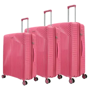 Yeni gelmesi genişletilebilir PP bagaj seti toptancı bavul seti fabrika bagaj arabası çantası bavul gül pembe seyahat bagaj