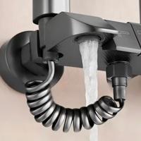 Nouvelle arrivée : Robinet de douche thermostatique en laiton à 4 fonctions, jet de pluie haute pression, finition noir mat, montage mural
