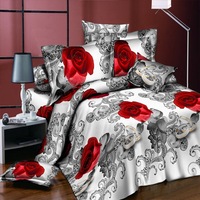 Ensemble de 3 ou 4 pièces à imprimé fleur 3D, offre spéciale européenne et américaine, literie teinture réactive, housse de couette, drap de lit
