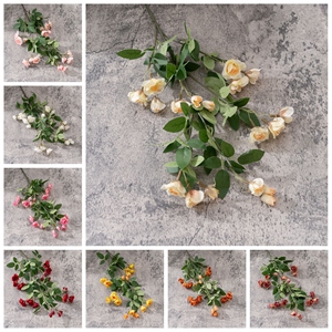 CL31501 Branche de fleur de rose artificielle en soie faite à la main, vente en gros en vrac, simulation décorative en PU pour la fête des mères, rentrée scolaire - Product Image 6