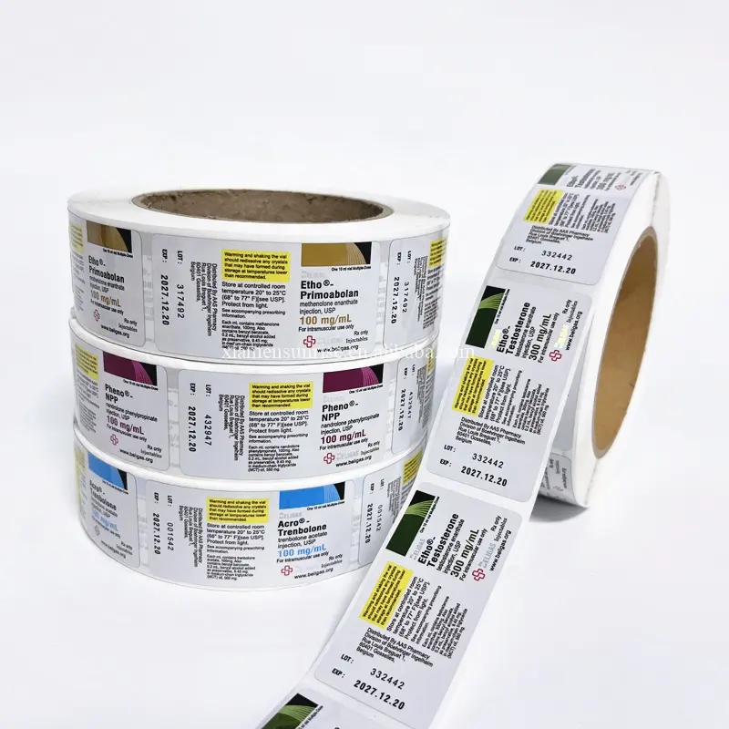 Adesivi olografici farmaceutici con logo personalizzato di lusso etichetta per fiale deca da 10ml