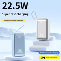 OEM ODM Nouveauté 18000mAh Mini Power Bank Portable avec Câble Intégré 22.5W PD Charge Rapide USB/Type-C Chargeur de Téléphone Mobile