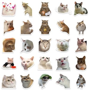 50PCS Funny Cat Meme Stickers Set Étanche, pour Scrapbooking, Bricolage Artisanat, Ordinateurs Portables, Étuis de Téléphone - Product Image 6