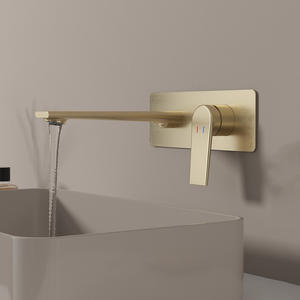 Grifos de Lavabo de Cobre Montados en la Pared, Modernos, Minimalistas y Elegantes para Baño de Hotel, Exclusivos Transfronterizos, Tipo Dividido Oculto - Product Image 3