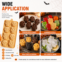 Moule à gâteau en silicone personnalisé en forme de crâne d'Halloween, 1 pièce, pour chocolat, bonbons, réutilisable, écologique, facile à démouler, qualité alimentaire