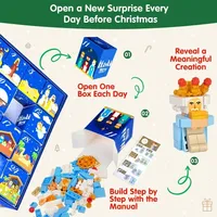 Calendrier de l'Avent de Noël DIY : Boîte Cadeau en Plastique avec Briques de Construction de la Nativité de Jésus, Jouets, Calendrier de Compte à Rebours de 24 Jours, Décoration de Noël pour la Maison