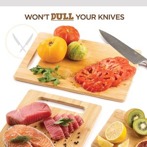 Bamboo Cutting Board <b>Set</b> 3-Piece Rectangle With Handle For Kitchen Use - Product Image 2