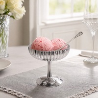 Bol à dessert sur pied en acier inoxydable 304 haut de gamme, couleur or et argent, pour glaces et coupes glacées, idéal pour hôtels et restaurants