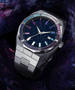 Reloj de pulsera de cuarzo de lujo, movimiento de cuarzo japonés, <span class=keywords><strong>cielo</strong></span> estrellado, polvo de estrellas, acero inoxidable, bisel de cristal azul, resistente al agua - Product Image 4