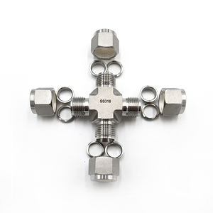 נירוסטה כפול פרול מטרי 2 מ""מ עד 50 מ""מ אביזרי צינור צלב איחוד 4-כיווני - Product Image 6