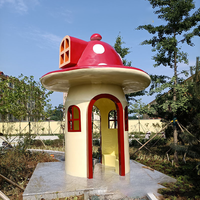 Statue de champignon en résine pour décoration de parc extérieur, grande statue de champignon en fibre de verre, sculpture de maison de champignon