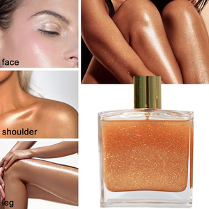 Wholesale Custom Vegan Private Label Custom Highlighter Makeup Bronzer Skin Glow Body Glitter Liquid Body Shimmer <b>Oil</b> - Product Image 4