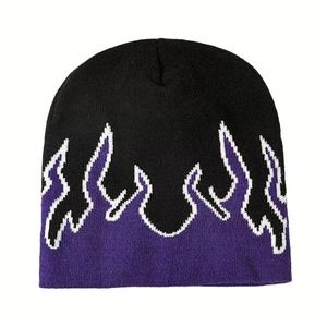 Bonnet en polyester tricoté résistant aux flammes pour homme, style streetwear, pull chaud d'extérieur, jacquard, design créatif résistant au froid - Product Image 3