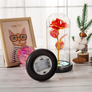 กล่องของขวัญดอกกุหลาบสีทอง24K สำหรับตกแต่งรูปสัตว์สวยงาม,กุหลาบสวยๆรุ่นใหม่โหลแก้วทรงโดม - Product Image 4