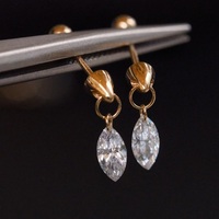 Boucles d'oreilles créoles Xinfly en or massif 18 carats avec diamants de laboratoire et diamants ronds dispersés pour femme – Luxe abordable