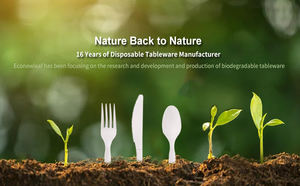 Econewleaf, полностью натуральный 100%, биоразлагаемые столовые приборы на основе крахмала, одноразовая посуда, Ланч-бокс для свадебных вечеринок, кемпинга - Product Image 5