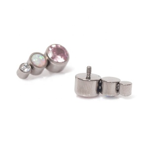 Fuxuan ASTM F136 Titanio para Piercing Corporal, Top Dérmico con Rosca Interna y Racimo de Ópalos - Product Image 6