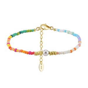 Women's HR Bohemian Trendy Oval Cut Freshwater <b>Shell</b> Pearl <b>Bracelet</b> Elegant Multicolor Glass Beaded Handmade Gift Jewelry - Product Image 2