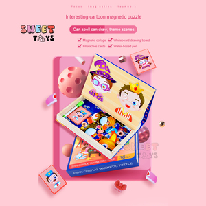 Jeu de société magnétique en bois pour enfants préscolaire <span class=keywords><strong>maternelle</strong></span> apprentissage et livres d'images pour enfants activités d'autocollants - Product Image 5