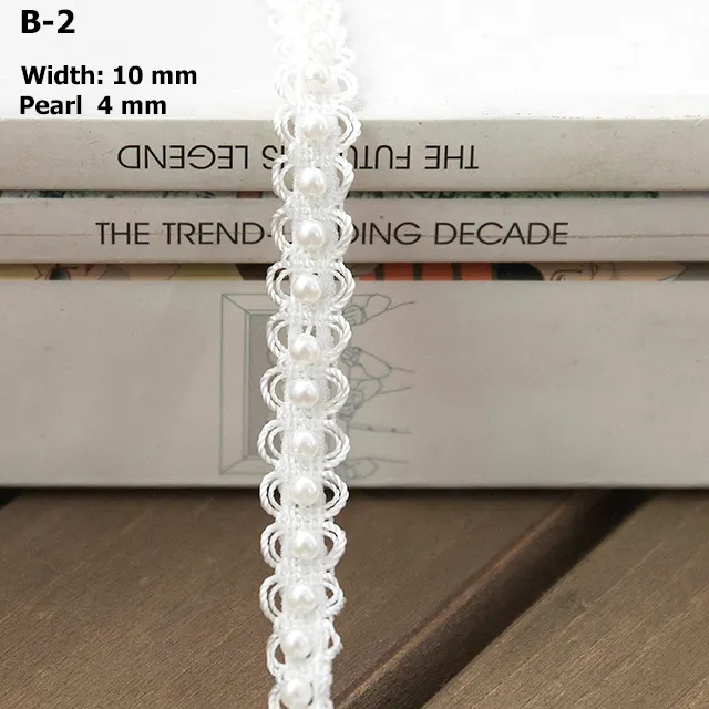 Großhandel gute Qualität 1,2 cm Breite Stricken Wolle Perle Perlen Spitze Trim Edge Ribbon Stoff Nähen