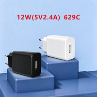 Chargeur mural EU 12W série 629, compact, adaptateur secteur USB 5V 2.4A, chargeur de téléphone universel pour voyage, OEM ODM, vente en gros, usine