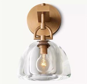 Modern Brass Wall <strong>Light</strong> <strong>Sconce</strong> with Clear Glass Dome Shade Contemporary Indoor Lighting Fixture for Hotel Living Room Bedroom - Product Image 2