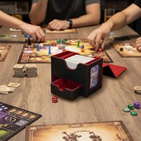 Boîte de rangement rectangulaire brillante Comeder Commander pour 160+ cartes à double pochette, plateau à dés, design moderne et portable, TCG/CCG/EDH/Magic